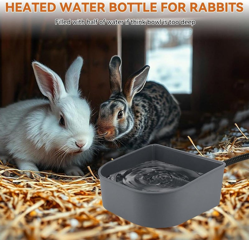 Billionchains Dog Heated Water Bowl for Crate Cage No Freeze Water Bowl for Outdoor 0.27 Gallon Hanging Heated Water Dish for Dogs/Cats/Chickens/Birds/Rabbits, Grey - Image 3